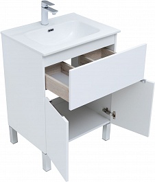 Aquanet Мебель для ванной Алвита New 60 1 ящик 2 дверцы белая матовая – фотография-9